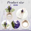 Flower Napkin Rings Set of 12 Wooden Purple Lavender Flowers Handmade Napkin Holders for Wedding Mother's Day Birthday Dinner Luncheons Picnics Banquet