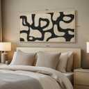 Framed Abstract Neutral Horizontal Wall Art for Living Room, Black Beige Mid Century Modern Artwork for Walls, Large Abstract Canvas Painting Print for Bedroom Hallway Home Office Wall Decor, 24x48 In