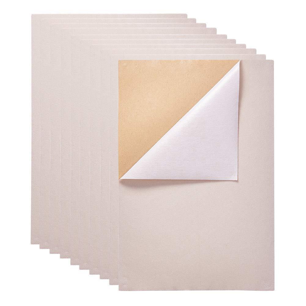 BENECREAT 20PCS Velvet (Ivory) Fabric Sticky Back Adhesive Sheets, A4 Sheet Self-Adhesive Durable and Water Resistant Multi-Purpose for Halloween Festival Art Craft Making