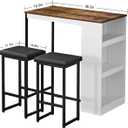 Panana 3 Piece Dining Table Set Kitchen Bar Table with Two Stool Storage Shelves Wood Counter Height Table Top with Sew Kerf Finish Dining Room Home, Small