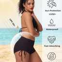 Period Swimwear Menstrual Leakproof Swim Shorts 2" High Waisted Tummy Control Bikini Bottoms for Teen Girls Women (Black)