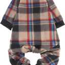 SCENEREAL Dog Pajamas for Small Medium Large, Thanksgiving Dogs Sweater, Soft and Warm Fall Dog Clothes, Puppy Onesie Outfits for Doggie Winter Christmas - Dog Jammies Pjs, Brown L