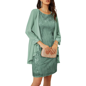 GRACE KARIN Women's Sequin Dress - Wedding Guest & Mother of The Bride Formal Dress - Two Piece Knee Length, 2XL