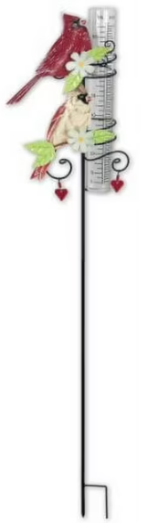 Sunset Vista Design Studios Garden Stake Rain Gauge, Cardinal