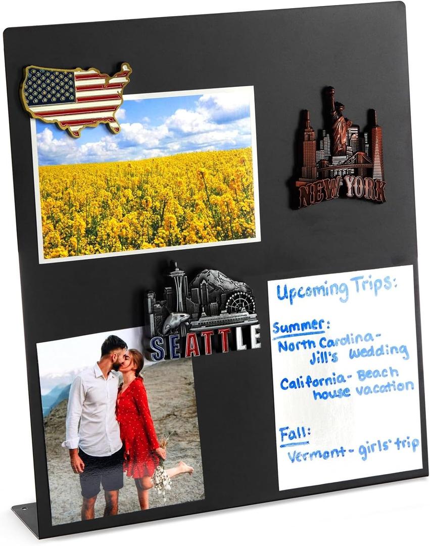 Juvale Magnet Board - Black, 12.6 x 11 x 2.6 in - Standing Magnetic Board for Desk & Wall - Magnetic Display for Memos, Photos & Documents