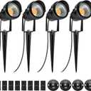 LightingWill 5W LED Landscape Lights, Warm White 3000K-3500K, Waterproof DC 12V COB LED Outdoor Wall Spotlight Low Voltage Garden Tree Spot Lighting for,Yard,Pathways,Fence (4 Pack)