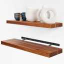 BATODA Set of 2 24" Acacia Wood Floating Shelves Wall Mounted Rustic Farmhouse Wooden Wall Storage Shelf for Bedroom, Kitchen, Home Dcor - Brackets and Shelving Hardware Included