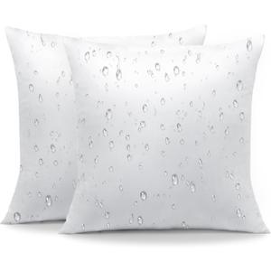 OTOSTAR Pack of 2 Premium Waterproof Pillows Inserts, 18 x 18 Outdoor Decorative Throw Pillow Inserts Soft Fluffy Plump Cushion Inserts for Patio Garden Bench Farmhouse Sofa Couch Bed, White