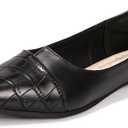 FUNKYMONKEY Black Flats Shoes for Women, Comfort Pointed Toe Slip On Work Shoes (6)