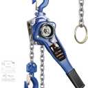 ANBULL Lever Chain Hoist 3300LBS 20FT, 1-1/2 Ton 6M Manual Ratchet Chain Puller Hoist w/G80 Galvanized Chain & Portable Hooks, lever block hand come along