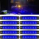 FXC 10x 6 LED Clearence Truck Bus Trailer Side Marker Indicators Light, Waterproof Boat Interior Light, Boat Deck Stern Light 12V (Blue)