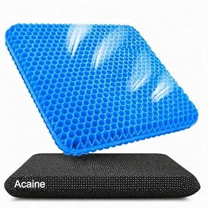 Acaine Extra Thick Large Pure Gel Seat Cushion for Long Sitting, Breathable Comfort Cushion for Back, Sciatica, Tailbone & Hip Pain Relief, Washable Portable Cushion for Office Chair, Car, Wheelchair