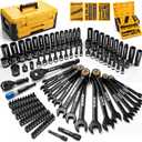 ELEAD 148-Piece Mechanics Tool Set, SAE/Metric 1/4'' Drive Impact Socket Set, Black, Magnetic Nut Drivers, Ratcheting Wrenches, Extensions & Adapters, Quick-Release Ratchet, Mechanics Tool for Car Repair