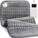 Heating Pad for Back, Neck, and Shoulder Pain Relief, Electric Heat Pad with 6 Heat Levels, Moist Heat Option, Auto Shut-Off, Birthday Christmas Gifts for Women Men Mom Dad Grandma, Gifts for her (12.1 x 24.1 Inch, Gray)