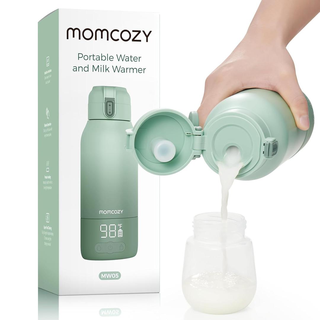 Momcozy Portable Milk Warmer for Travel  Dual Heating Modes for Breast Milk & Water, Portable Bottle Warmer with Fast Heating & Long Battery Life, 17 Ounces Large Capacity to Meet Your All-Day Needs (Gradual Change of Green)