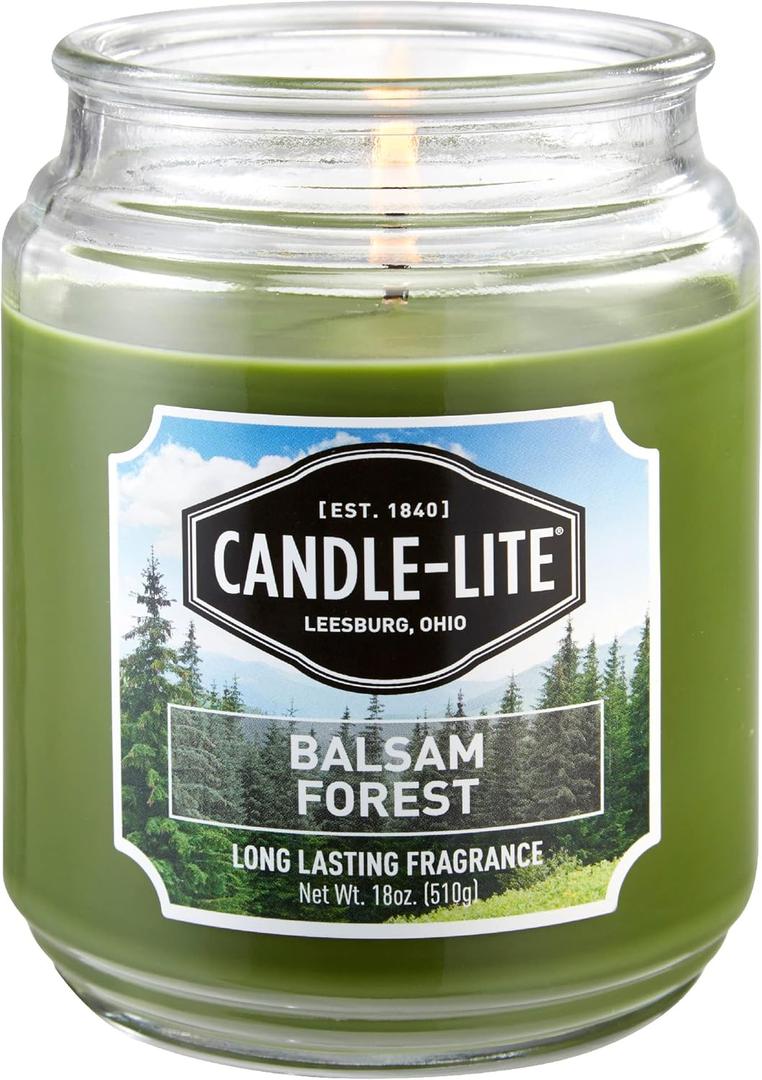 Candle-lite Scented Candles, Balsam Forest Fragrance, One 18 oz. Single-Wick Aromatherapy Candle with 110 Hours of Burn Time, Green Color