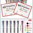 36 Sets Valentine Ballpoint Pens Bulk Student Gifts from Teache 6 in 1 Multicolor Ballpoint Pens Valentine Cards Classro