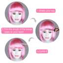 MIAHART Pink Short Bob Wig and Sunglass Set, Neon Colored Wigs Costume Colorful Cosplay Wigs Daily Party Hairpieces for Bachelorette Glow in The Dark Neon Party Favors Halloween Decorations Supplies