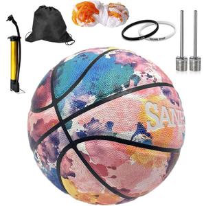 Men/Women's Basketball Size 6/7 - College Basketball 28.5" with Pump for Indoor and Outdoor - Official Size and Weight - For Women, Girls, Boys and Youth