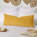 Kevin Textile 14x36 Inch Long Lumbar 1 Pack Boho Decorative Throw Pillow Cover Soft Striped Corduroy Rectangle Cushion Case Farmhouse Solid Color Accent for Living Room Couch Sofa Bed, Mustard Yellow