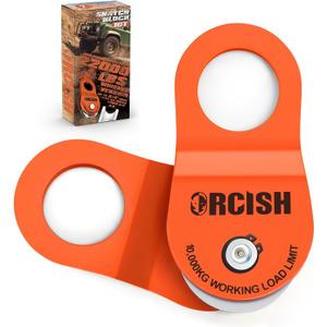 ORCISH 10 Ton Snatch Block, 22,000 LBS Capacity Block and Tackle Pulley System, Work with 0-3/4 Rope, Winch Hook Accessories, Heavy Duty Offroad Recovery Accessory for Truck, Tractor, ATV & UTV (Orange)