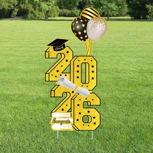 Class of 2026 Graduations Yard Signs, 3.5FT Large Gold 2026 Graduation Decorations Grad Yard Lawn Signs Decoration with Stakes for Outdoor Indoor Congrats Graduation Party Decor Supplies