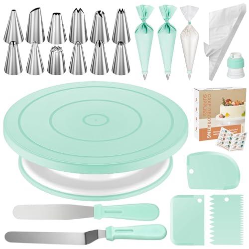 Kootek 71PCs Cake Decorating Kit, Baking Supplies Tools - Includes Cake Stand Turntable, 12 Icing Piping Tips Set, 2 Frosting Spatulas, 3 Scrapers, 50+2 Piping Bags, Coupler, Video Tutorial, Booklet