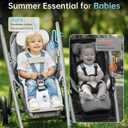 PANERGY Baby Stroller Cooling Pad, 3D Breathable Carseat Cooling Pad with 2 Built-in Blower, Max 10H Ventilation 3 Speeds 10000mAh Rechargeable Cooling Mat Liner for Toddler Baby Summer Essentials, 36.6 x 13.3