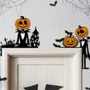 2Pcs Night Before Christmas Halloween Decorations Metal Door Corner Decor, Pumpkin Jack Skellington Vintage Wall Art Decor Indoor Halloween Party Decorations