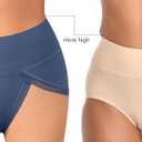 UMMISS Cotton Underwear for Womens High Waisted Slight Tummy Control High Cut Panties Full Coverage Ladies Briefs 5 Pack