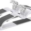 Sishynio 20 Pack Short Neck Plastic Hangers, Heavy Duty Clothes Hangers with Non-Slip Pads, Space Saving Closet Organizer for Shirts, Coats, Pants (Grey)