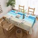 Beach Theme Rectangle Tablecloths Summer Ocean Table Cloths Dacorative Kitchen Dining Tablecloth for Rectangular Tables,Washable Table Cover for Party 54 x 72 Inch