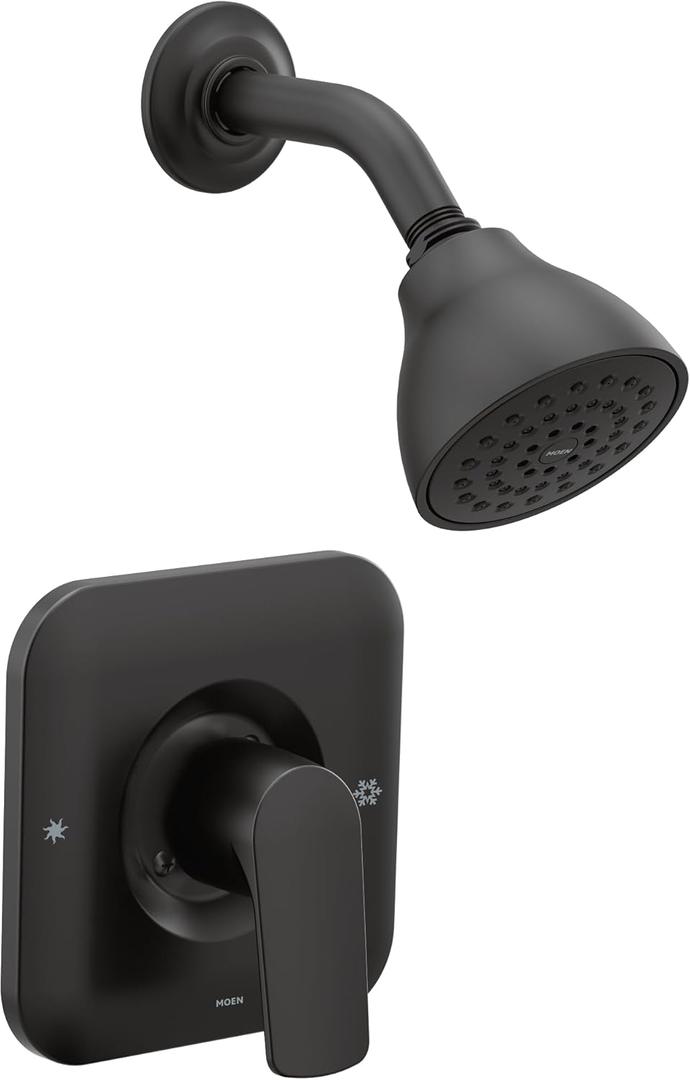Moen T2812EPBL Rizon Eco-Performance Posi-Temp Shower Trim, Valve Required, 1.75 GPM Flow Rate, Matte Black
