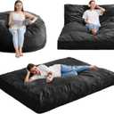 Hobestluk Giant Bean Bag Chair Bed for Adults, Large Bean Bags with High-Density Foam Filling, Convertible Big Sofa Bed Couch for Living Room, Bedroom, Playroom (Black, Full)