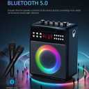 Karaoke Machine for Adults, Portable Bluetooth Speaker with 2 Wireless Microphones and Lights Show, Karaoke Speaker with Bass & Treble, Supports for TWS,USB,FM,REC,AUX in,TF Card for Party/Meeting