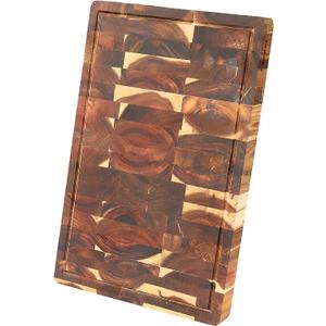 Thick Walnut Wood Cutting Board for Kitchen, End Grain Chopping Board with Juice Groove & Handle, Heavy Duty Checkered Board for Cheese and Vegetables, Non-Slip Feet, 20" x 15" x 1.5"
