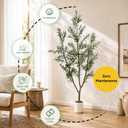 Olive Trees Artificial Indoor, 7ft Tall Olive Tree with White Planter, Faux olive tree with Natural Wood Trunk & Realistic Leaves & Lifelike Fruits, Artificial Plants for Home Decor Office Living Room