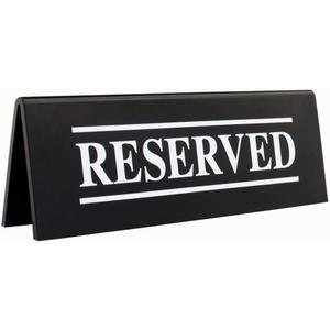 New Star Foodservice Stainless Steel Table Tent Sign (Black (Reserved), 6-Inch by 1.5-Inch (Set of 2))