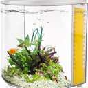 Small Fish Tank 1.2 Gallon Betta Fish Tank with Filter and Light for Jellyfish, Goldfish, Aquarium Starter Kit for Home, Office, Room, Decorative Desktop