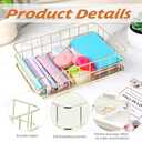 2 Pcs Gold Wire Baskets for Organizing - Small Gold Storage Basket & Decor Metal Basket, 9.6x6.5x2.7in Farmhouse Iron Desktop Organizer for Bathroom/Office/Home