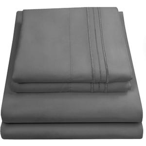 King Size Sheets - Breathable Luxury Bed Sheets with Full Elastic & Secure Corner Straps Built In - 1800 Supreme Collection Extra Soft Deep Pocket Bedding Set, Sheet Set, King, Gray, Pack of 4