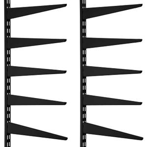 Colingmill 2 Pcs Twin Rail Upright Wall Shelving System 47.5 Inch with 10 Pcs 14.5 Inch Shelf Bracket Heavy Duty Adjustable Storage Rack Metal Support System for Kitchen Closet Home Indoor (Black)