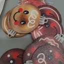 12Pcs Christmas Tree Decorations Xmas Gift Ball Double Sided Printing Hanging Ornaments with Glitter Gold Red Gingerbread Design Decorations Ball Wooden Ornaments for Winter Holiday Party