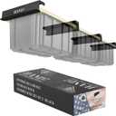 HANDT Overhead Garage Storage Rack, Connectable Heavy Duty Metal Ceiling Rails For Garage Storage Organization Shelving System, Hanging Racks For Tote Containers, Supports Up To 3 Bins, 2 Sets Black