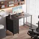 Pamray 32 Inch Computer Desk with 4 Drawers Small Office Desk for Home Bedroom Study Writing Simple Modern Computer Table Black