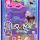 Polly Pocket Dolls and Playset, Sleepover Puppy Compact, Travel Toy with 1 Micro Doll, Pet Dogs, Food & Fashion Styling Accessories
