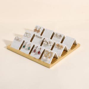 GemeShou Golden coated earring display stand for selling, velvet stud earring holder for jewelry display, Jewlery earring storage organizer tray, studs holder jewelry organizerEarring holder-white