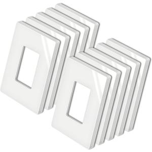 BESTTEN [10 Pack] Midsize Screwless Wall Plate, USWP4 Glossy Off White, Midway Decor Outlet Cover, Midsized Switch Plate, 1 Gang, H4.88" x W3.11"