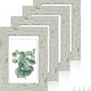 Hongkee 4x6 Picture Frame Set of 4, Made of Real Glass and Sage Green Wooden Frame, 4 by 6 Photo for Wall or Tabletop - Display Picture 3.5x5 with Mat or 4x6 Without Mat