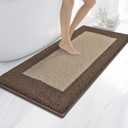 anllugs Bathroom Rugs 24" x 60", Non-Slip Extra Soft Absorbent Bath Rugs, Machine Washable Quick Dry Bath Mats for Bathroom Floor, Shower, Bathtub and Sink, Taupe & Dark Brown